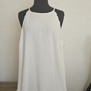 Womens Ivory Scallop Halter Top Size 18-20